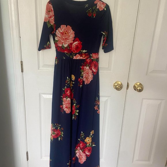 Flamingo Urban Navy Floral Surplice Maxi Dress - Picture 4 of 5